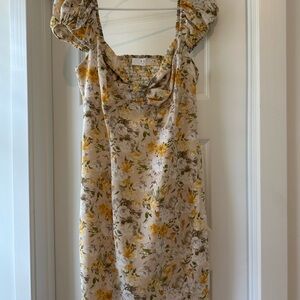 Astr Floral Dress with Yellow and Green Accents